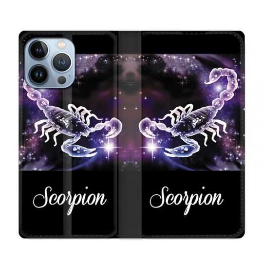 Housse Cuir Portefeuille Pour Iphone 13 Pro Signe Zodiaque 2 Scorpion