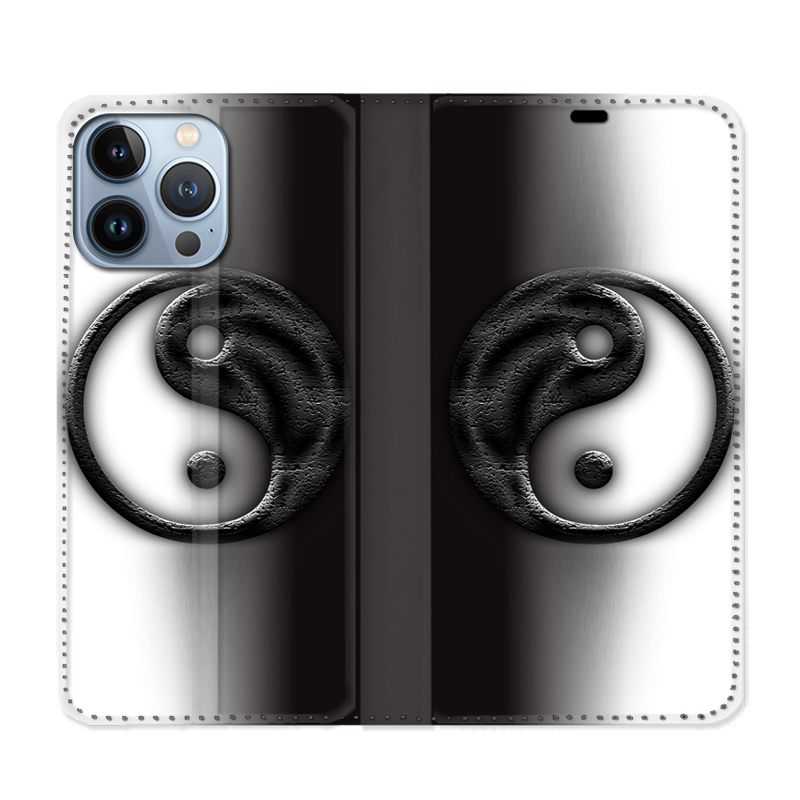 Housse Cuir Portefeuille Pour Iphone 13 Pro Max Yin Yang 3d