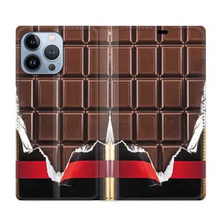 Housse Cuir Portefeuille Pour Iphone 13 Pro Max Trompe Oeil Chocolat