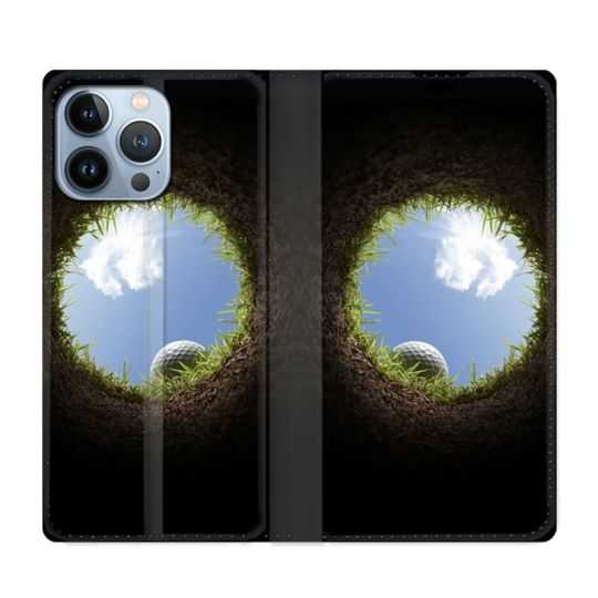 Housse Cuir Portefeuille Pour Iphone 13 Pro Max Golf Trou