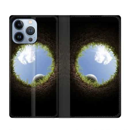 Housse Cuir Portefeuille Pour Iphone 13 Pro Max Golf Trou