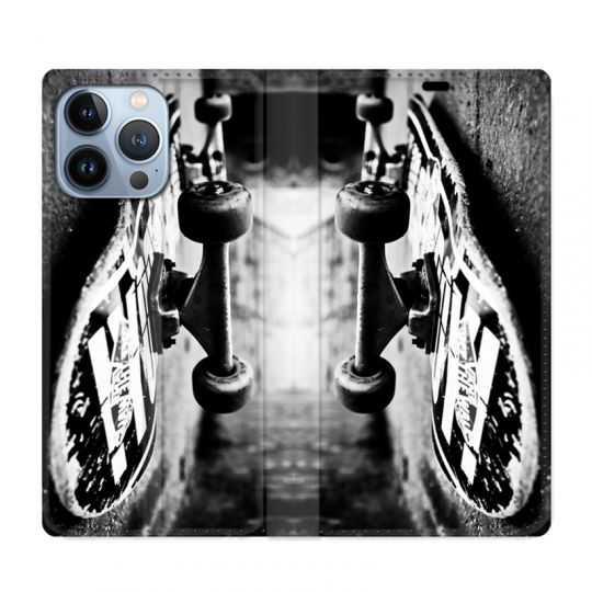 Housse Cuir Portefeuille Pour Iphone 13 Pro Max Skate Vintage