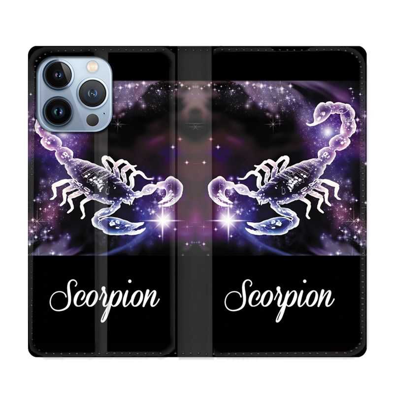 Housse Cuir Portefeuille Pour Iphone 13 Pro Max Signe Zodiaque 2 Scorpion