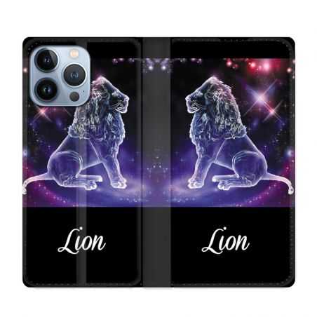 Housse Cuir Portefeuille Pour Iphone 13 Pro Max Signe Zodiaque 2 Lion
