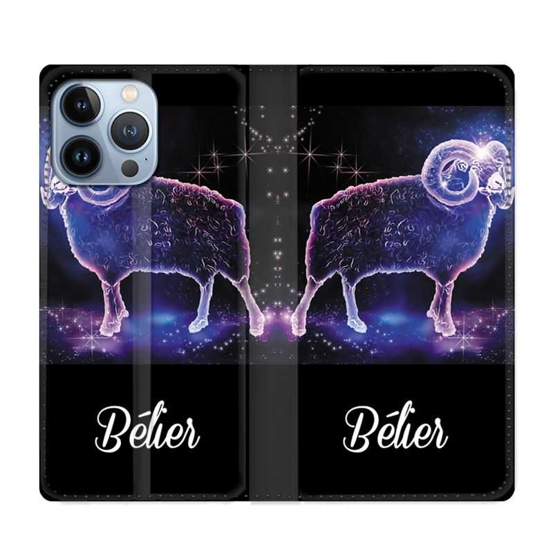Housse Cuir Portefeuille Pour Iphone 13 Pro Max Signe Zodiaque 2 Bélier
