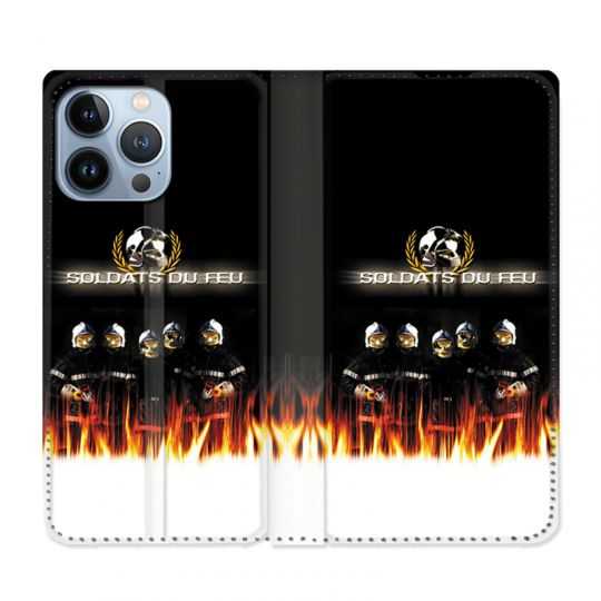 Housse Cuir Portefeuille Pour Iphone 13 Pro Max Pompier Soldat