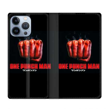 Housse Cuir Portefeuille Pour Iphone 13 Pro Max Manga One Punch Man Poing