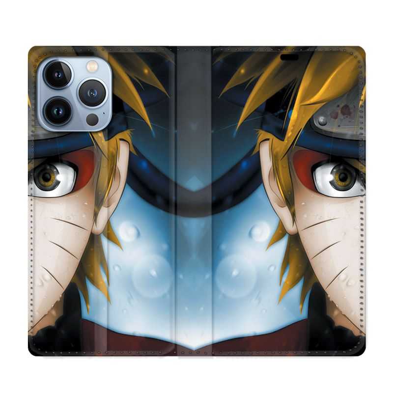 Housse Cuir Portefeuille Pour Iphone 13 Pro Max Manga Naruto Blanc