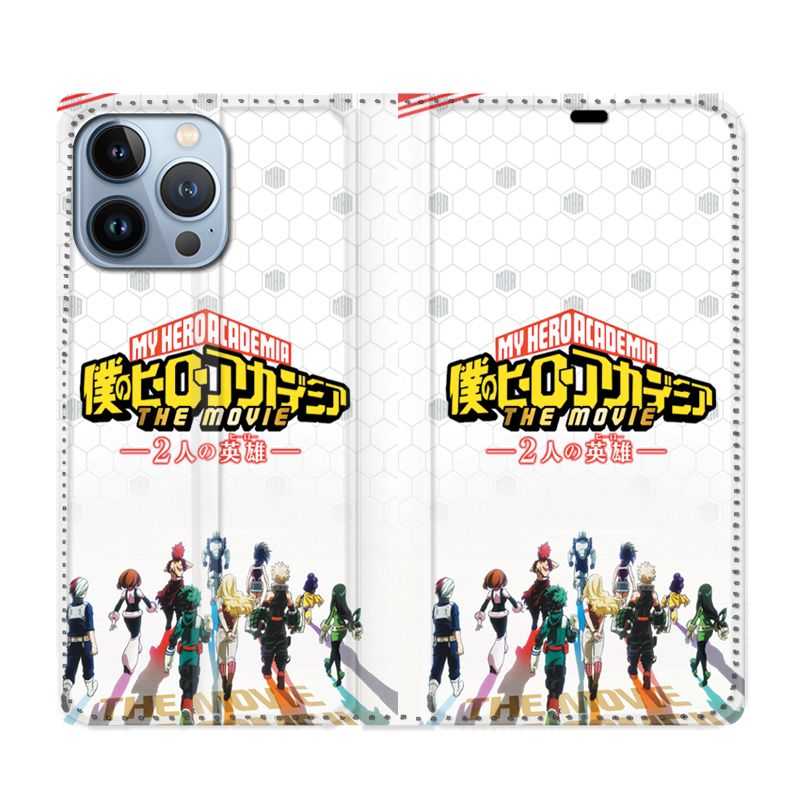 Housse Cuir Portefeuille Pour Iphone 13 Pro Max Manga My Hero Academia Blanc