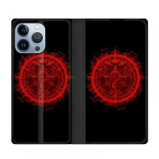 Housse Cuir Portefeuille Pour Iphone 13 Pro Max Manga Fullmetal Alchemist Logo