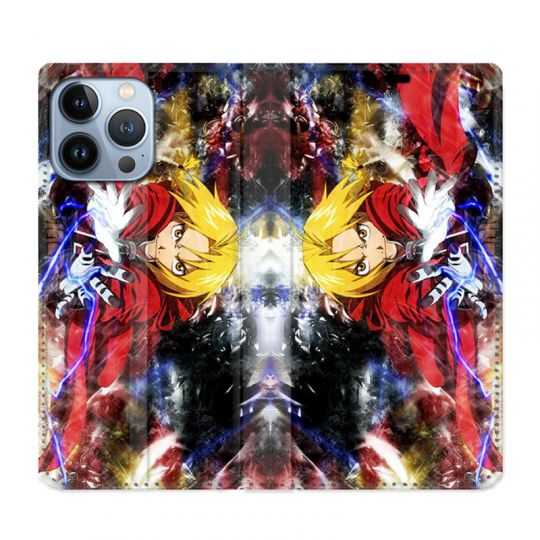 Housse Cuir Portefeuille Pour Iphone 13 Pro Max Manga Fullmetal Alchemist Color