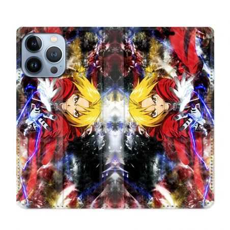 Housse Cuir Portefeuille Pour Iphone 13 Pro Max Manga Fullmetal Alchemist Color