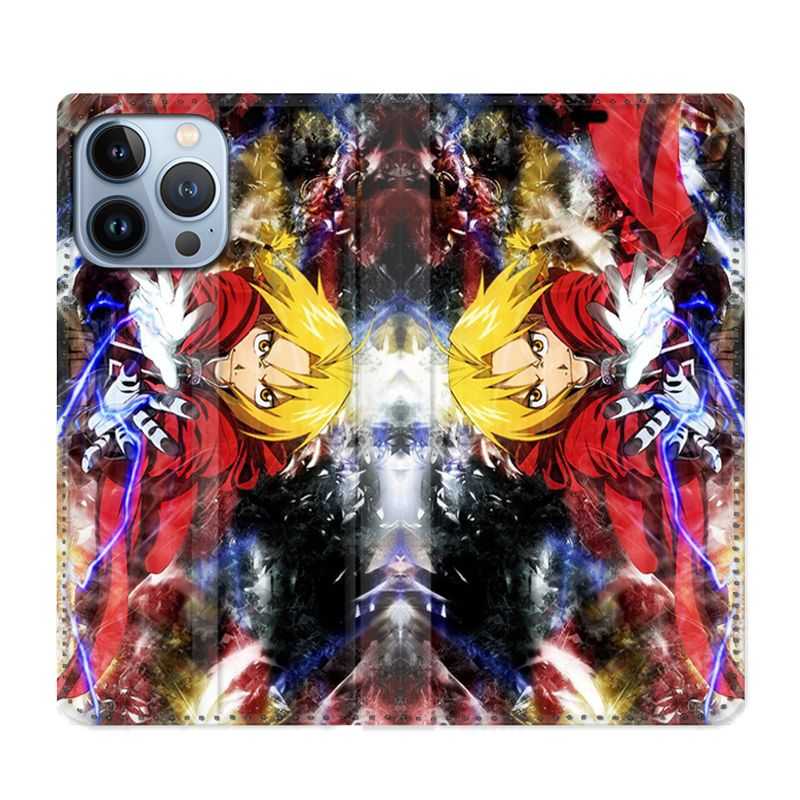 Housse Cuir Portefeuille Pour Iphone 13 Pro Max Manga Fullmetal Alchemist Color