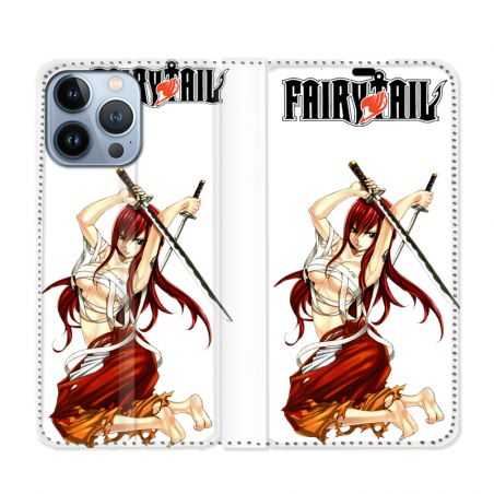 Housse Cuir Portefeuille Pour Iphone 13 Pro Max Manga Fairy Tail Erza