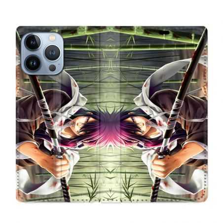 Housse Cuir Portefeuille Pour Iphone 13 Pro Max Manga Bambou