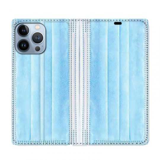 Housse Cuir Portefeuille Pour Iphone 13 Pro Max Humour Masque chirurgical