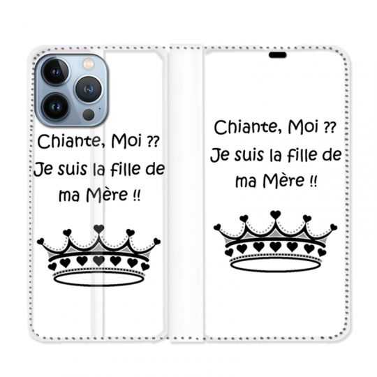 Housse Cuir Portefeuille Pour Iphone 13 Pro Max Humour Moi Chiante