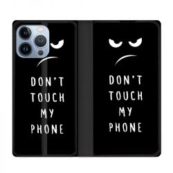 Housse Cuir Portefeuille Pour Iphone 13 Pro Max Humour Don't Touch