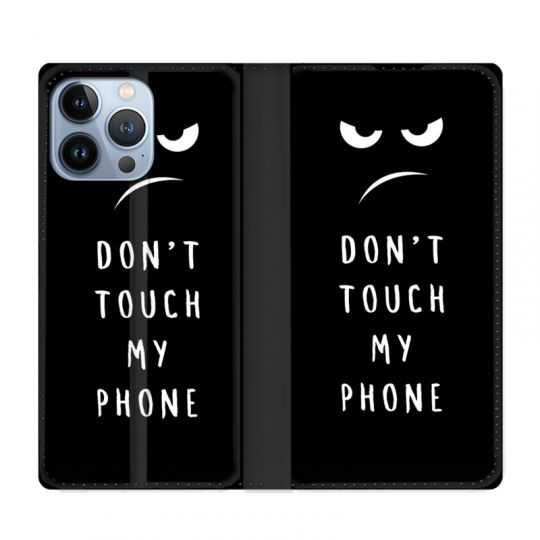 Housse Cuir Portefeuille Pour Iphone 13 Pro Max Humour Don't Touch