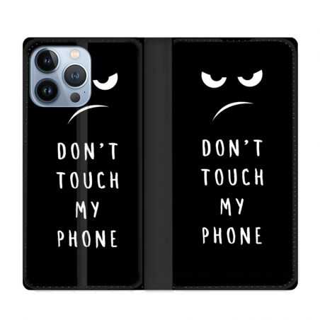 Housse Cuir Portefeuille Pour Iphone 13 Pro Max Humour Don't Touch