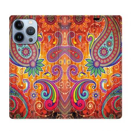 Housse Cuir Portefeuille Pour Iphone 13 Pro Max Fleur Psychedelic