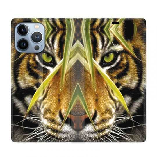 Housse Cuir Portefeuille Pour Iphone 13 Pro Max Oeil Tigre