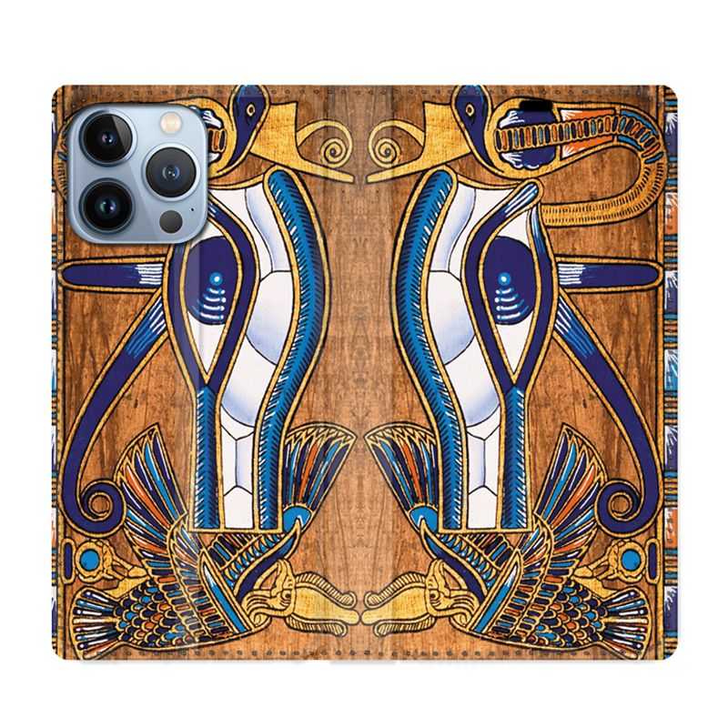 Housse Cuir Portefeuille Pour Iphone 13 Pro Max Egypte Papyrus