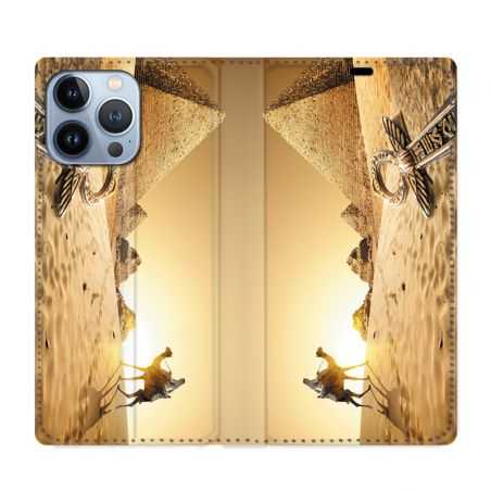 Housse Cuir Portefeuille Pour Iphone 13 Pro Max Egypte Chameau