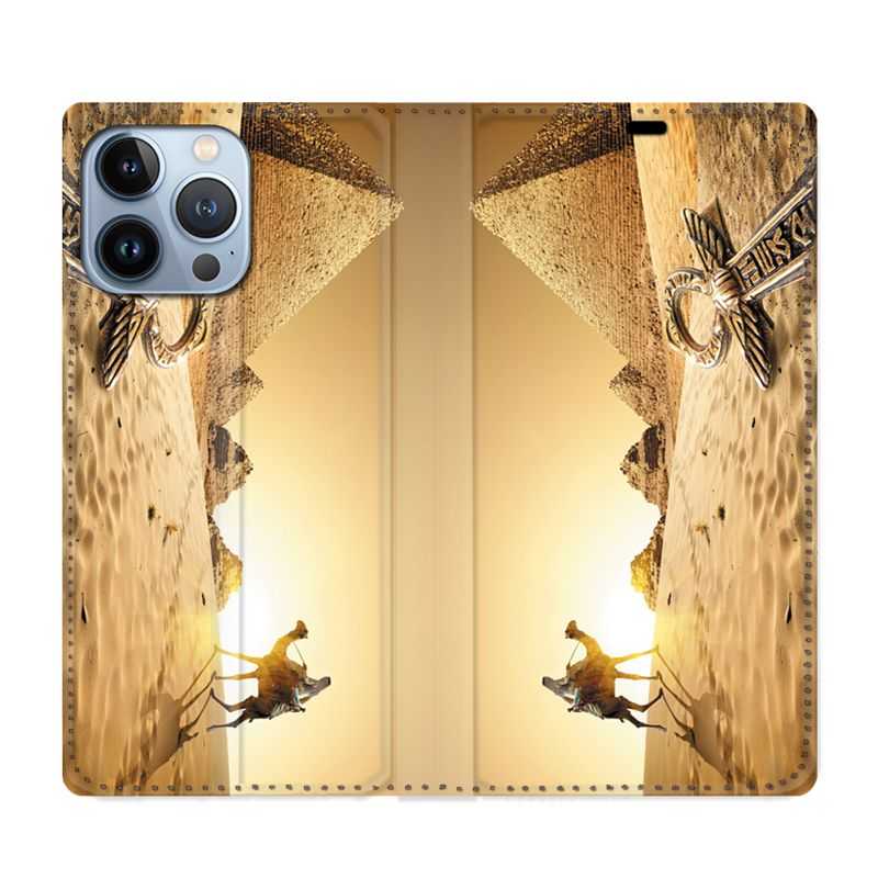 Housse Cuir Portefeuille Pour Iphone 13 Pro Max Egypte Chameau