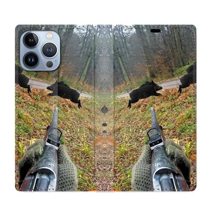 Housse Cuir Portefeuille Pour Iphone 13 Pro Max Chasse Vision Tir