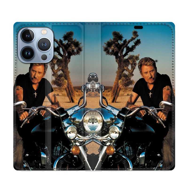 Housse Cuir Portefeuille Pour Iphone 13 Pro Max Johnny Hallyday Moto