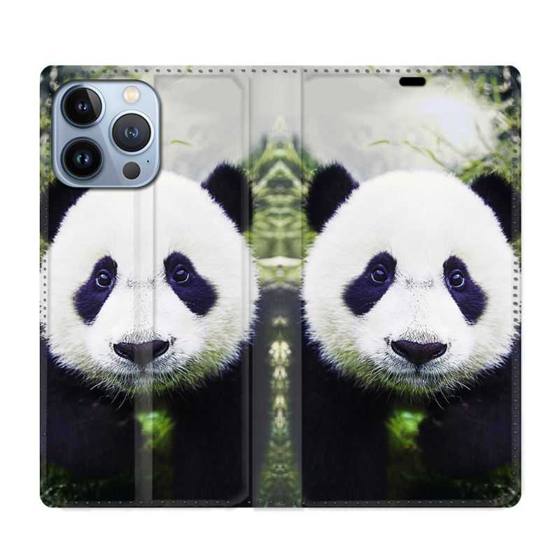 Housse Cuir Portefeuille Pour Iphone 13 Pro Max Panda Color