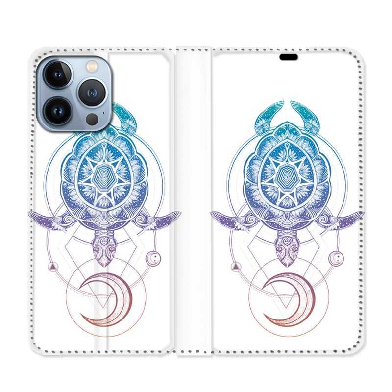 Housse Cuir Portefeuille Pour Iphone 13 Pro Max Animaux Maori Tortue Color