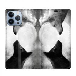 Housse Cuir Portefeuille Pour Iphone 13 Pro Max Loup Duo