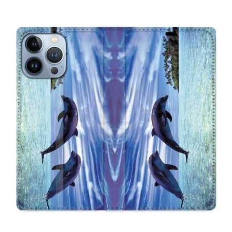Housse Cuir Portefeuille Pour Iphone 13 Pro Max Dauphin Ile