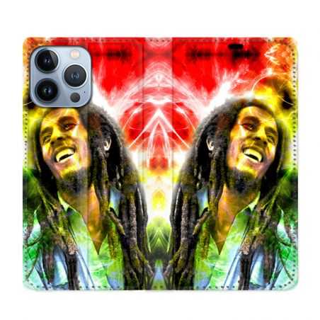 Housse Cuir Portefeuille Pour Iphone 13 Pro Max Bob Marley Color