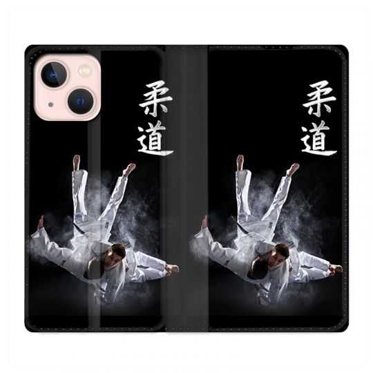 Housse Cuir Portefeuille Pour Iphone 13 Mini Judo Noir
