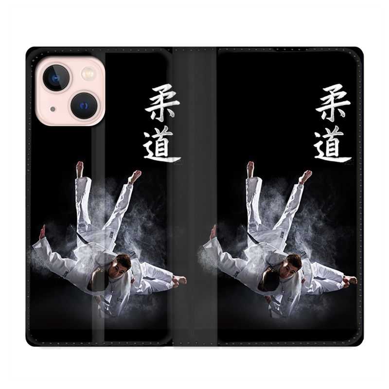 Housse Cuir Portefeuille Pour Iphone 13 Mini Judo Noir