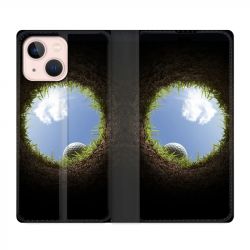 Housse Cuir Portefeuille Pour Iphone 13 Mini Golf Trou