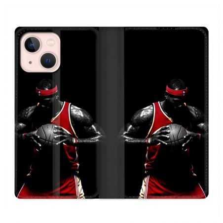 Housse Cuir Portefeuille Pour Iphone 13 Mini Basketeur