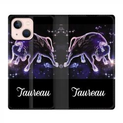 Housse Cuir Portefeuille Pour Iphone 13 Mini Signe Zodiaque 2 Taureau