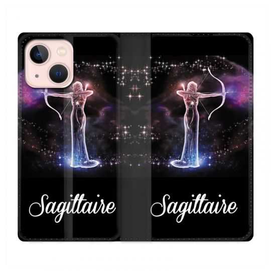 Housse Cuir Portefeuille Pour Iphone 13 Mini Signe Zodiaque 2 Sagittaire