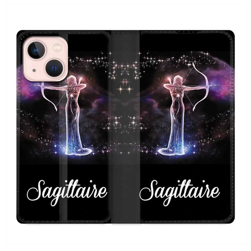Housse Cuir Portefeuille Pour Iphone 13 Mini Signe Zodiaque 2 Sagittaire