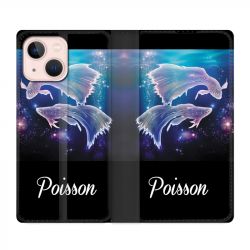 Housse Cuir Portefeuille Pour Iphone 13 Mini Signe Zodiaque 2 Poisson