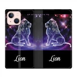 Housse Cuir Portefeuille Pour Iphone 13 Mini Signe Zodiaque 2 Lion