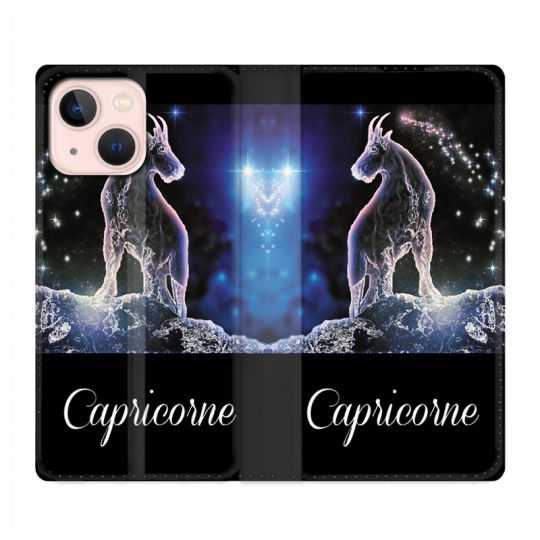 Housse Cuir Portefeuille Pour Iphone 13 Mini Signe Zodiaque 2 Capricorne