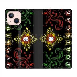 Housse Cuir Portefeuille Pour Iphone 13 Mini Portugal Arabesque