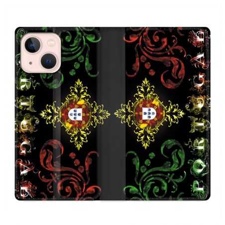 Housse Cuir Portefeuille Pour Iphone 13 Mini Portugal Arabesque