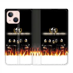 Housse Cuir Portefeuille Pour Iphone 13 Mini Pompier Soldat