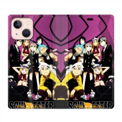 Housse Cuir Portefeuille Pour Iphone 13 Mini Manga Soul Eater Violet